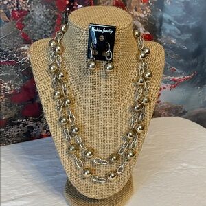 Chic Gold and Silver Beaded Necklace Set